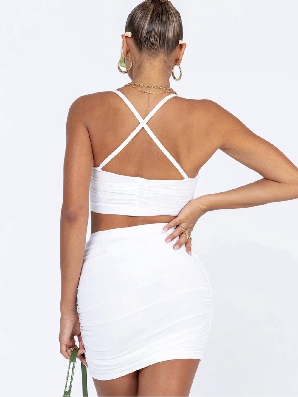 Princess Polly Beacon Ruched White Skirt Size 4 - Picture 7 of 8